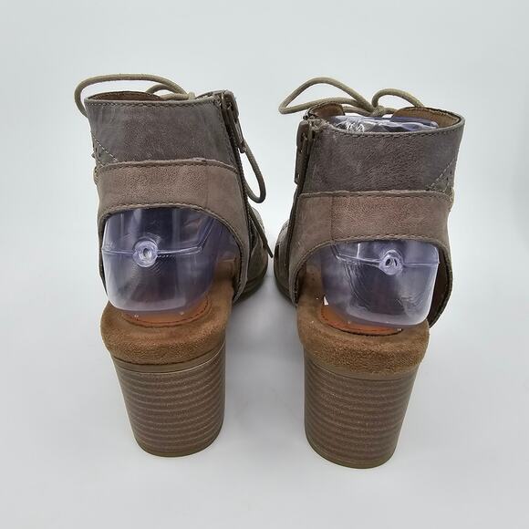 Rockport Hattie Open Lace Shoes Block Heel Leather Taupe Womens Size US 7.5 - Picture 5 of 8